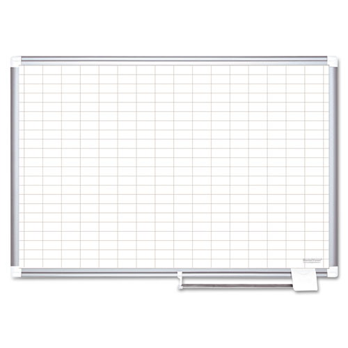 Grid Planning Board, 1x2" Grid, 48x36, White/Silver, Sold as 1 Each