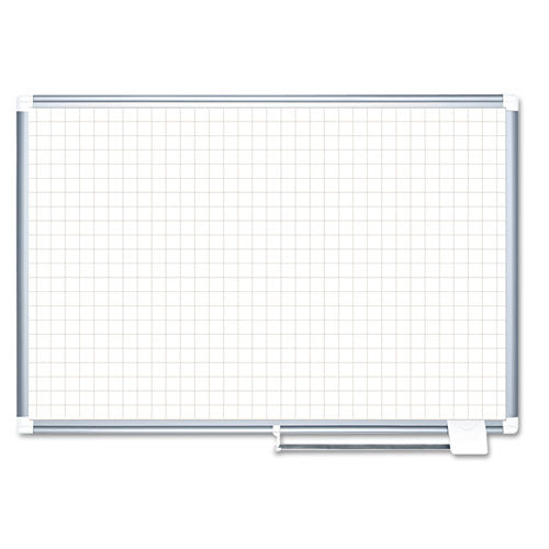 Planning Board, 1" Grid, 48x36, White/Silver, Sold as 1 Each