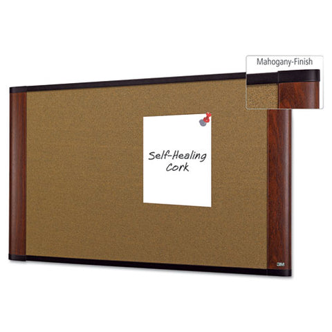 3M - Cork Bulletin Board, 36 x 24, Mahogany Frame, Sold as 1 EA - MMMC3624MY