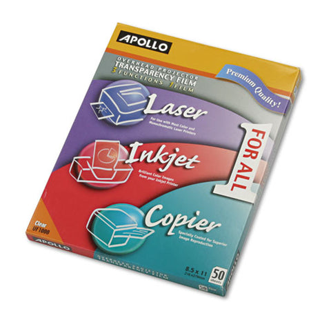 Apollo - Multipurpose Transparency Film, Letter, Clear, 50/Box, Sold as 1 BX