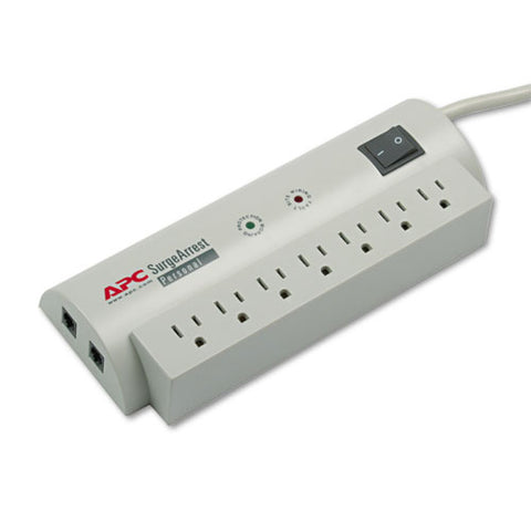 APC - SurgeArrest Personal Pwr Surge Protector w/Tel Protect, 7 Outlets, 6ft Cord, Sold as 1 EA