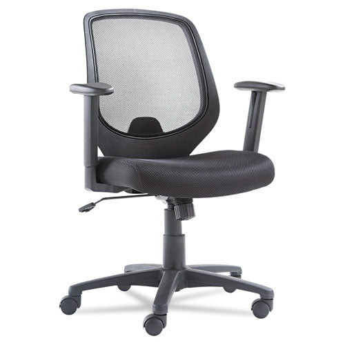 Swivel/Tilt Mesh Mid-Back Chair, Height Adjustable T-Bar Arms, Black, Sold as 1 Each