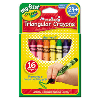 My First Washable Triangular Crayons, Wax,16/Set, Sold as 1 Set
