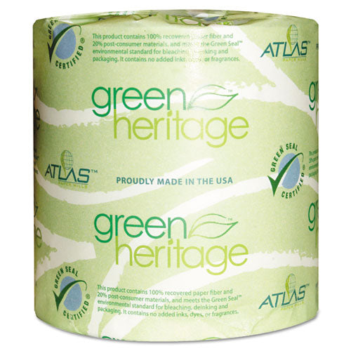 Atlas Paper Mills - Green Heritage Bathroom Tissue, 2-Ply, 500 Sheets, White, 48 per Carton, Sold as 1 CT