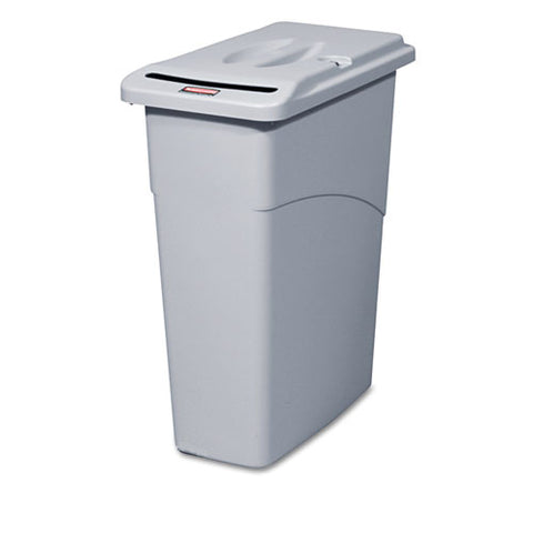 Rubbermaid Commercial - Slim Jim Confidential Document Receptacle w/Lid, Rectangle, 23 gal, Light Gray, Sold as 1 EA