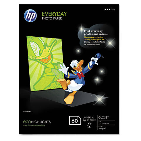 HP - Everyday Photo Paper, Glossy, 5 x7, 50 Sheets/Pack, Sold as 1 PK