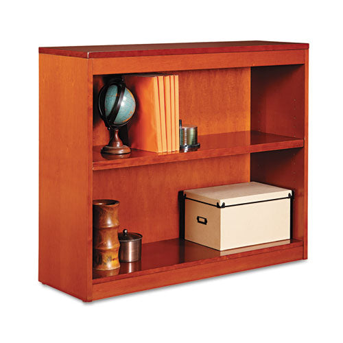 Alera - Square Corner Wood Veneer Bookcase, 2-Shelf, 35-3/8 x 11-3/4 x 30, Medium Cherry, Sold as 1 EA