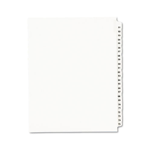 Avery - Avery-Style Legal Side Tab Divider, Title: 51-75, Letter, White, 1 Set, Sold as 1 ST
