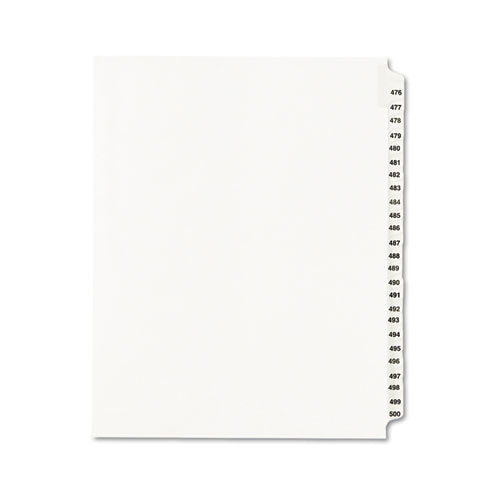 Avery - Avery-Style Legal Side Tab Divider, Title: 476-500, Letter, White, 1 Set, Sold as 1 ST