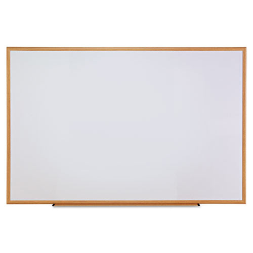 Dry-Erase Board, Melamine, 72 x 48, White, Oak-Finished Frame, Sold as 1 Each