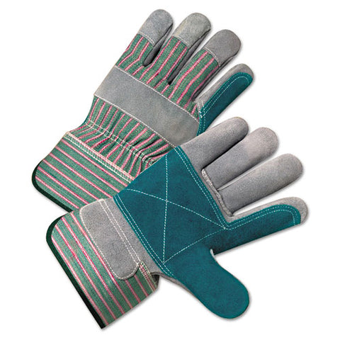 2000 Series Leather Palm Gloves, Gray/Green/Red, 12 Pairs, Sold as 12 Pair