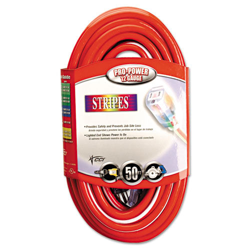 Stripes Extension Cord, 12/3 AWG, 50ft, Sold as 1 Each