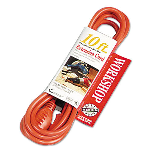 Vinyl Outdoor Extension Cord, 10ft, 13 Amp, Orange, Sold as 1 Each