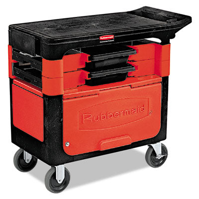 Locking Trades Cart, 330-lb Cap, Two-Shelf, 19-1/4w x 38d x 33-3/8h, Black, Sold as 1 Each