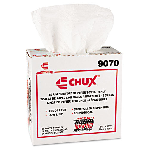 Chux General Purpose Wipers, DRC, 9 1/2 x 16 1/2, White, 900/Carton, Sold as 1 Carton, 900 Each per Carton 