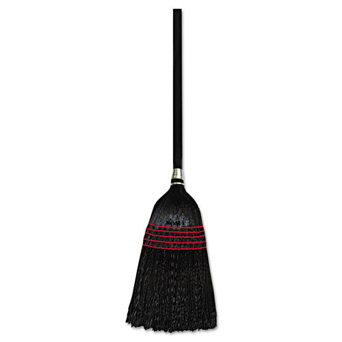Flag-Tip Push Broom, Poly Bristles, 42" Handle, Natural/Black, 12/Carton, Sold as 1 Dozen