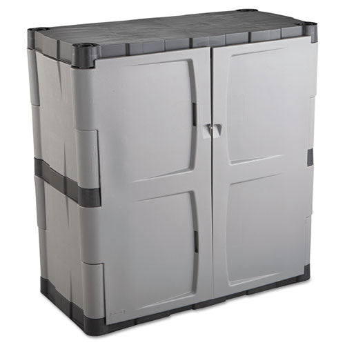 Double-Door Storage Cabinet - Base, 36w x 18d x 36h, Gray/Black, Sold as 1 Each