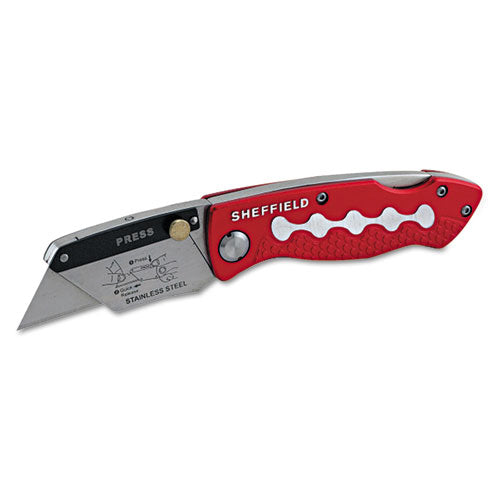 Sheffield Lockback Knife, 1 Utility Blade, Red, Sold as 1 Each