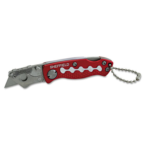 Sheffield Mini Lockback Knife, 1 Utility Blade, Red, Sold as 1 Each