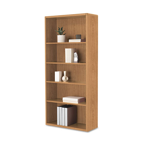 10700 Series Wood Bookcase, 5 Shelf/3 Adjust, 32 3/8 x 13 1/8 x 71, Harvest, Sold as 1 Each