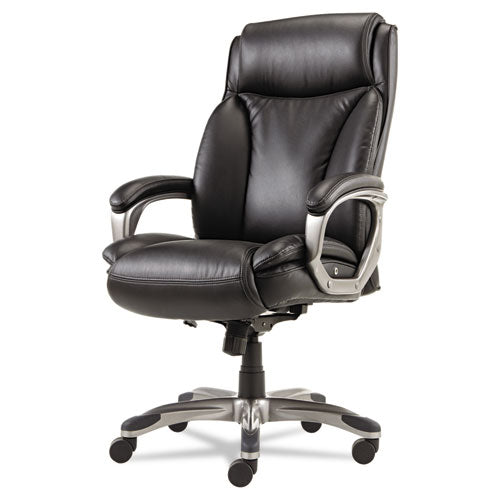 Veon Series Executive High-Back Leather Chair, w/ Coil Spring Cushioning, Black, Sold as 1 Each