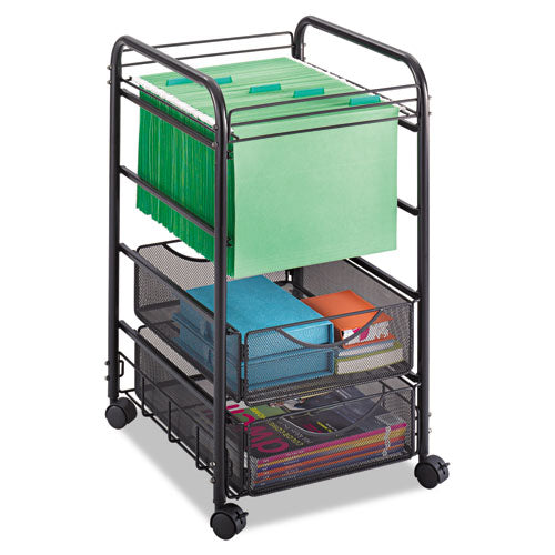 Onyx Mesh Open Mobile File, Two-Drawers, 15-3/4w x 17d x 27h, Black, Sold as 1 Each