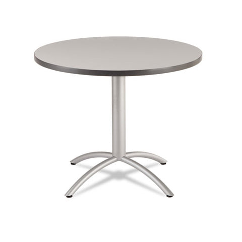 Caf?Works Table, 36 dia x 30h, Gray/Silver, Sold as 1 Each