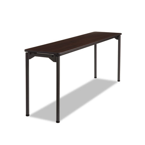 Maxx Legroom Rectangular Folding Table, 72w x 18d x 29-1/2h, Walnut/Charcoal, Sold as 1 Each