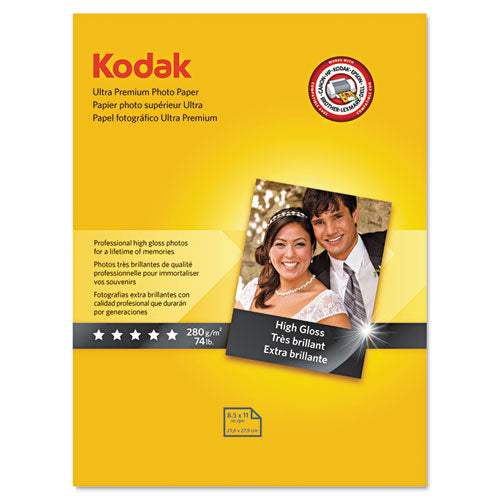 Kodak - Ultra Premium Photo Paper, 76 lbs., High-Gloss, 8-1/2 x 11, 25 Sheets/Pack, Sold as 1 PK
