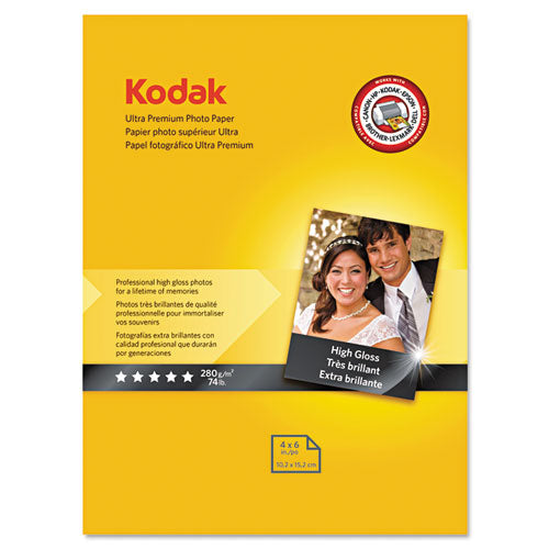 Kodak - Ultra Premium Photo Paper, 76 lbs., High-Gloss, 4 x 6, 20 Sheets/Pack, Sold as 1 PK