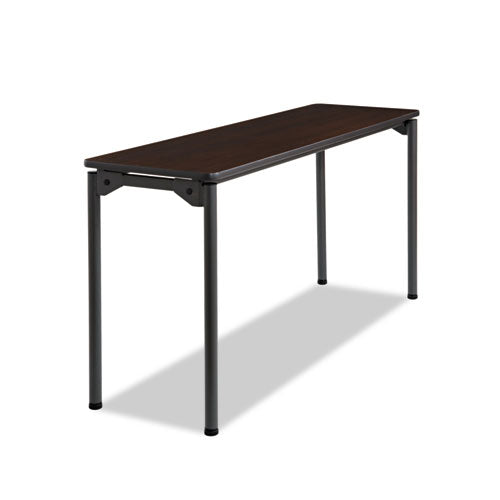 Maxx Legroom Rectangular Folding Table, 60w x 18d x 29-1/2h, Walnut/Charcoal, Sold as 1 Each