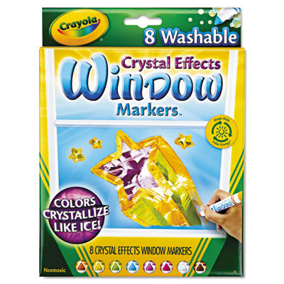 Washable Window FX Markers, Conical, Astd Crystalized Colors, 8/Set, Sold as 1 Set