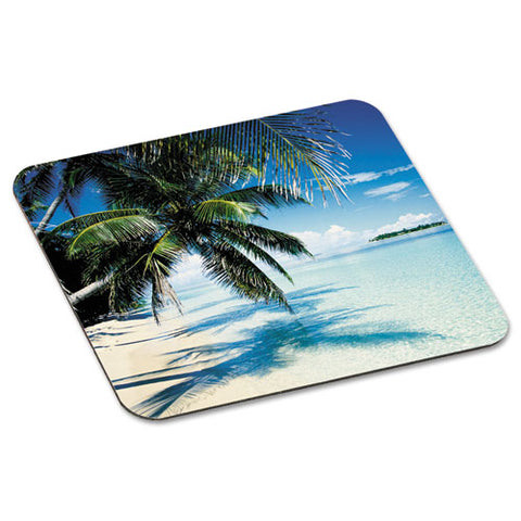 3M - Scenic Foam Mouse Pad, Nonskid Back, 9-inch x 8-inch, Tropical Beach Design, Sold as 1 EA
