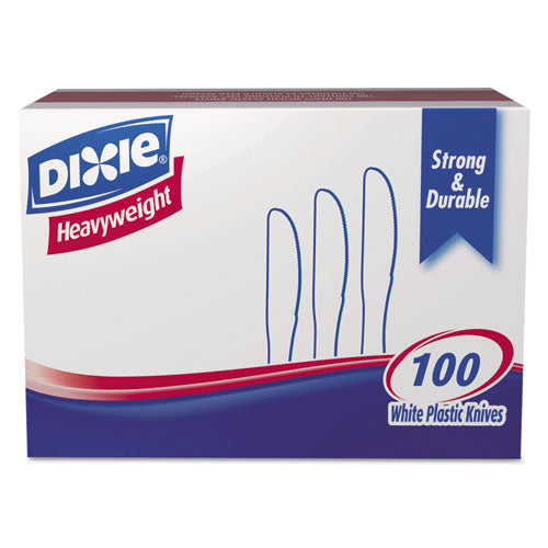 Dixie - Plastic Tableware, Heavyweight Knives, White, 100/Box, Sold as 1 BX
