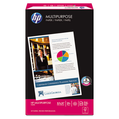 HP - Multipurpose Paper, 96 Brightness, 20lb, 8-1/2 x 14, White, 500 Sheets/Ream, Sold as 1 RM