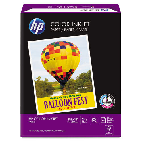 HP - Color Inkjet Paper, 96 Brightness, 24lb, 8-1/2 x 11, White, 500 Sheets/Ream, Sold as 1 RM