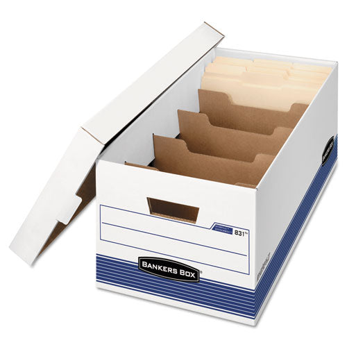 Bankers Box - Stor/File Extra Strength Storage Box, Letter, Locking Lid, White/Blue, 12/Carton, Sold as 1 CT