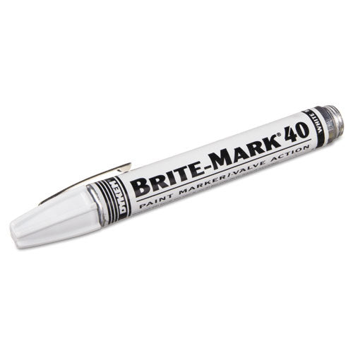 BRITE-MARK 40 Paint Marker, Bullet Tip, White, Sold as 1 Each
