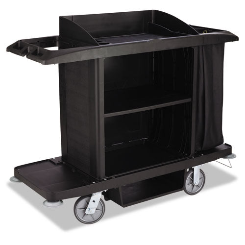 Housekeeping Cart, 22w x 60d x 50h, Black, Sold as 1 Each