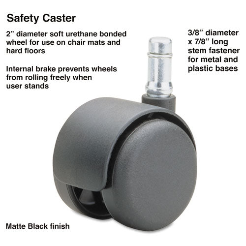 Master Caster - Safety Casters, 100 lbs./Caster, Nylon, Matte Black, 5/Set, Sold as 1 ST