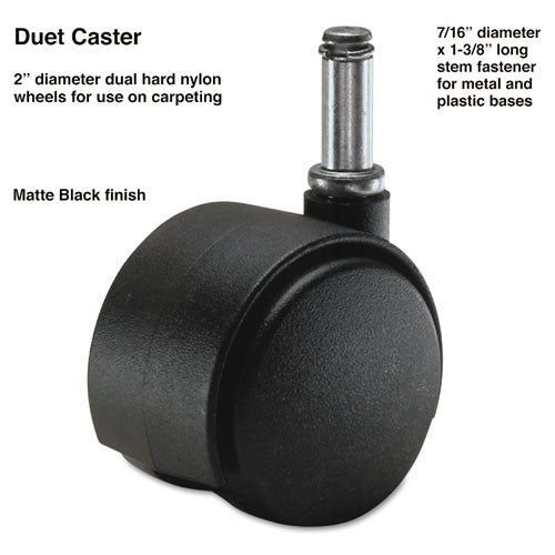 Master Caster - Duet Twin Wheels, 100 lbs./Caster, Nylon, Matte Black, 5/Set, Sold as 1 ST