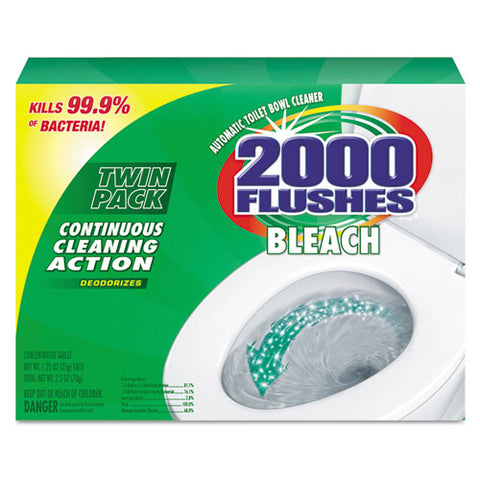 2000 Flushes Blue Plus Bleach, 1.25oz, Box, 2/Pack, 6 Packs/Carton, Sold as 1 Carton, 6 Package per Carton 