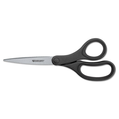 KleenEarth Basic Plastic Handle Scissors, 9" Long, Pointed, Black, Sold as 1 Each