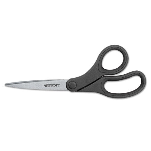 KleenEarth Basic Plastic Handle Scissors, 7" Long, Pointed, Black, Sold as 1 Each