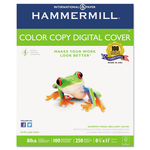 Hammermill - Color Copy Digital Cover Stock, 80 lbs., 8-1/2 x 11, White, 250 Sheets, Sold as 1 PK
