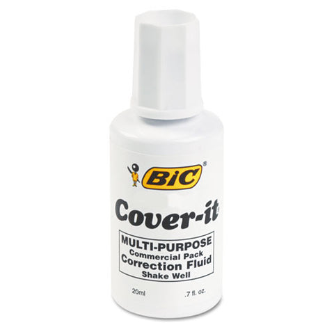BIC - Cover-It Correction Fluid, 20 ml Bottle, White, Sold as 1 EA
