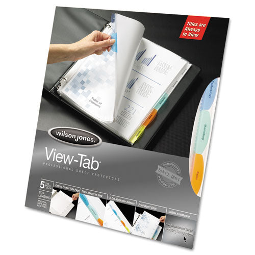 Top-Loading View-Tab Sheet Protectors, 5-Tab, Letter, Multicolor Tabs, Sold as 1 Set