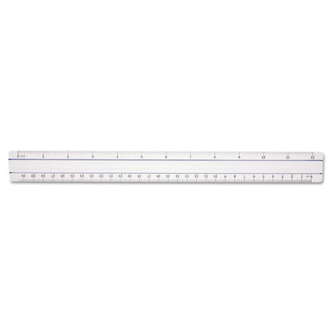 12" Magnifying Ruler, Plastic, Clear, Sold as 1 Each