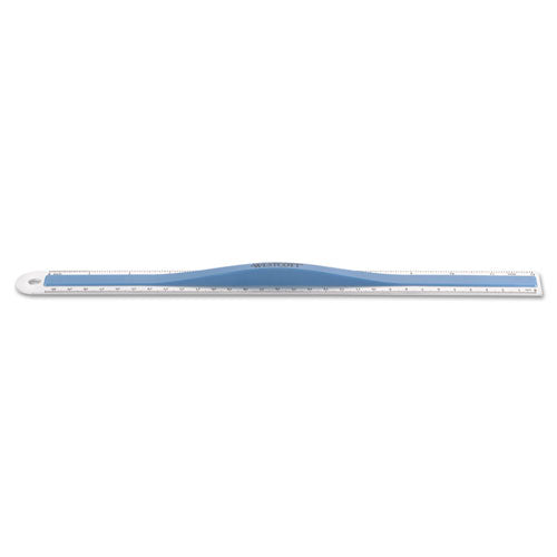 12" Aluminum Ruler with Finger Grip, Standard/Metric, Blue, Sold as 1 Each