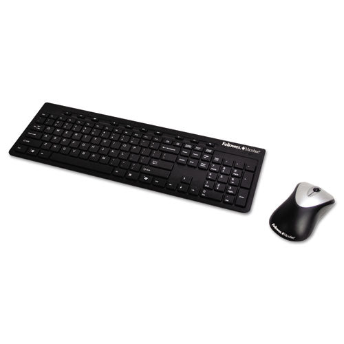 Slimline Wireless Antimicrobial Keyboard and Mouse, 15 ft Range, Black, Sold as 1 Each